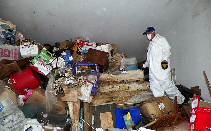 Officials began hauling away items from Kenneth Epstein's home Friday after they found materials stacked from floor to ceiling inside and declared it uninhabitable, the Las Vegas Review-Journal reported. In all, a private removal company was working with officials to remove about 15 truckloads of materials.