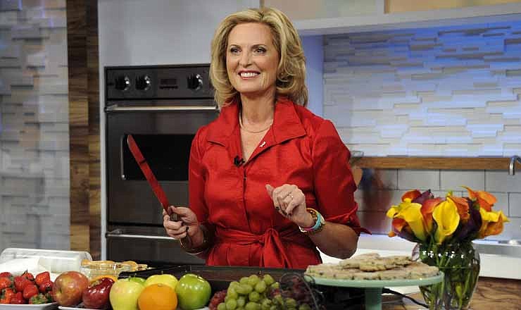 This image released by ABC shows Ann Romney, wife of Republican presidential hopeful Mitt Romney during a cooking segment on "Good Morning America," Wednesday, Oct. 10, 2012 in New York. Romney served as a guest co-host on the popular morning show. 