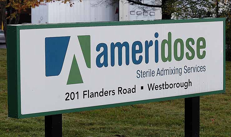 This photo taken Wednesday, Oct. 10, 2012 in Westborough, Mass. shows the exterior of Ameridose Sterile Admixing Services, a pharmacy connected to the New England Compounding Center linked to a deadly meningitis outbreak. 