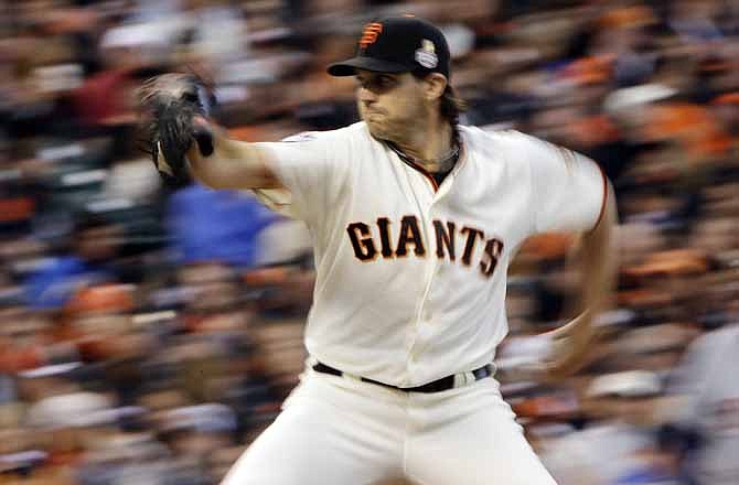 San Francisco Giants starting pitcher Barry Zito throws during the third inning of Game 1 of baseball's World Series against the Detroit Tigers Wednesday, Oct. 24, 2012, in San Francisco.