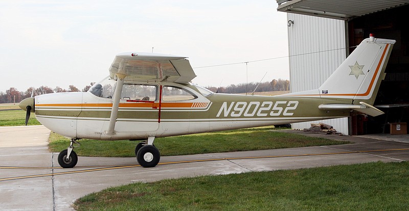 The 1967 two-seat Cessna 172 airplane where $450,000 in high-grade marijuana was seized Friday by Fulton Police. The plane's New York pilot and California passenger are facing drug charges. 