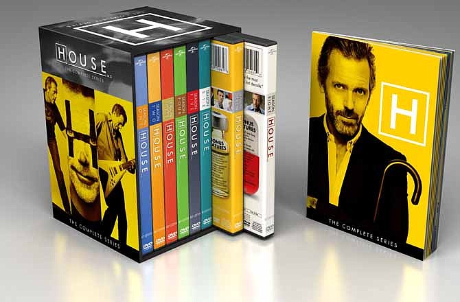 This product image released by NBCUniversal shows the DVD collection for "House: The Complete Series." The collection includes 41 discs with all 176 episodes, plus a 24-page souvenir booklet.