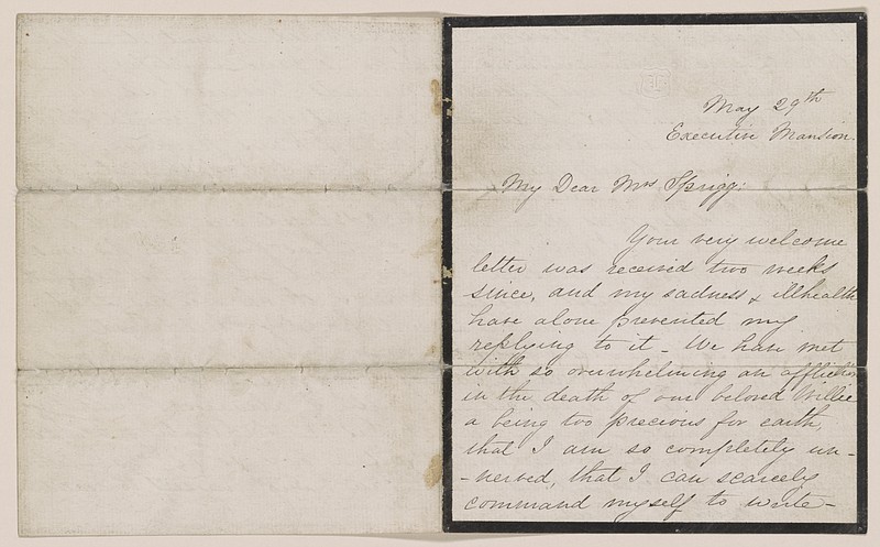 A letter written by Mary Todd Lincoln to Julia Ann Sprigg, May 29, 1862, is part of an exhibit at the Library of Congress of letters and diaries saved for 150 years from those who lived through the Civil War that offer a new glimpse at the arguments that split the nation.