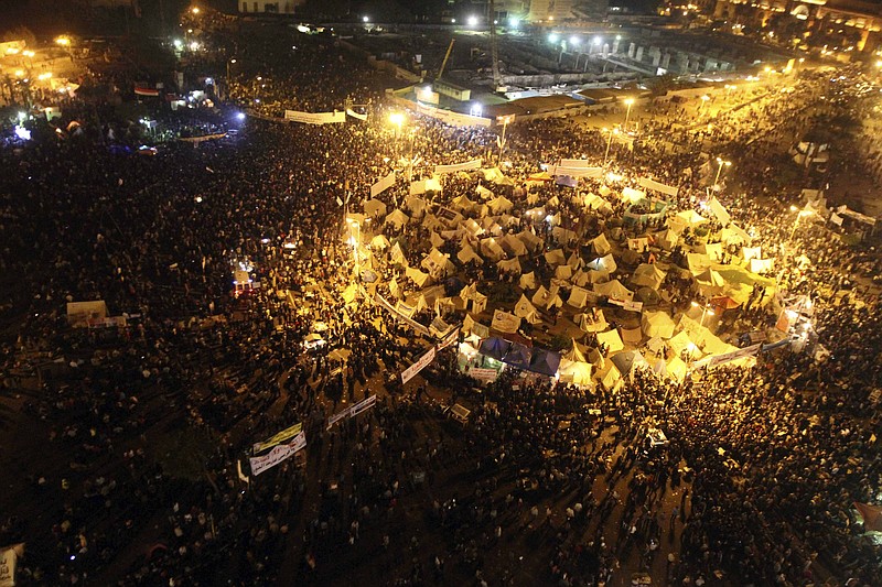 Protesters gather Friday in Tahrir Square in Cairo, Egypt. Giant crowds of protesters packed Tahrir Square and marched in other cities Friday vowing to stop a draft constitution that Islamist allies of President Mohammed Morsi approved hours earlier in a rushed, all-night session without the participation of liberals and Christians.