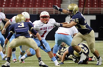 Helias senior linebacker Justus Schulte (right) is among several area high school football players named to the Missouri Media All-State team released this morning. 