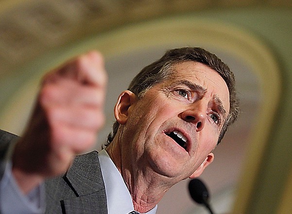 Sen. Jim DeMint, R-S.C., speaks to media on Capitol Hill in Washington. He is resigning to take over at Heritage Foundation.