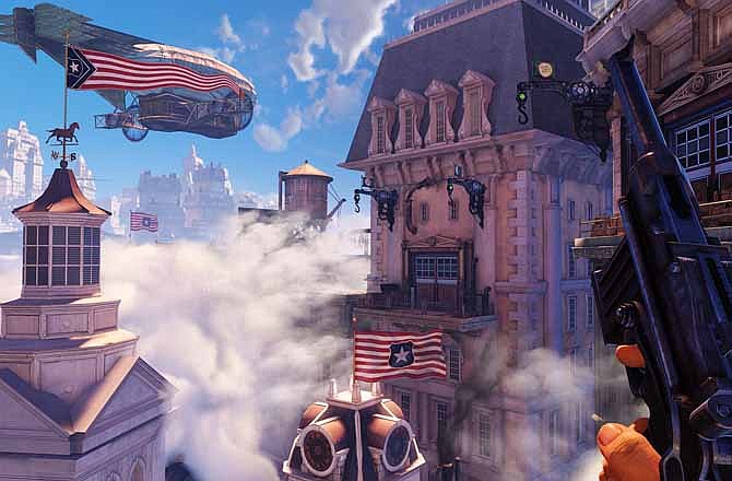 This undated publicity photo provided by 2K Games/Irrational Games shows a scene from the video game, "BioShock Infinite." "Infinite" was originally set for release this year before it was pushed to Feb. 26, 2013. The game's Creative Director, Ken Levine, said Wednesday, Dec. 5, 2012, that "Infinite" is now scheduled for release March 26, 2013, so that the developers can polish the game even further. 