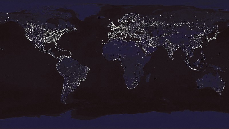 The earth's city lights at night. The world took 312 orbits to get a clear shot of every parcel of Earth's land surface and islands at night.