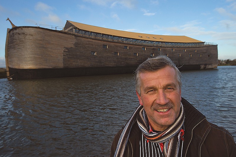 Johan Huibers poses in front of his full-scale replica of Noah's Ark in Dordrecht, Netherlands. The Ark has opened its doors in the Netherlands after receiving permission to receive up to 3,000 visitors per day.