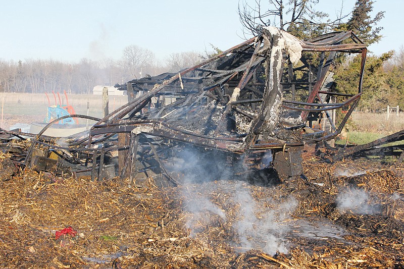 Little remained of the trailer off County Road 436 following a fire Tuesday afternoon. Fire officials said the owner left briefly and returned to find the home ablaze.