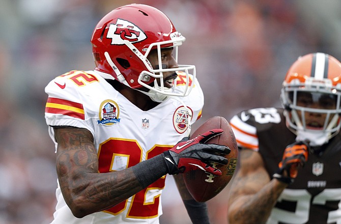 Chiefs wide receiver Dwayne Bowe, shown running away from Browns cornerback Joe Haden after a catch during Sunday's game in Cleveland, will miss Kansas City's upcoming game at Oakland with injured ribs.