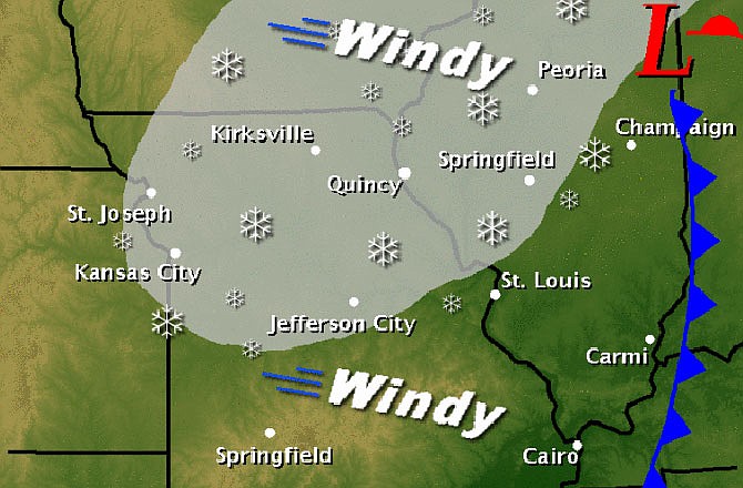 A major winter storm system strikes Missouri on Thursday, Dec. 20, 2012. Graphic by the National Weather Service.