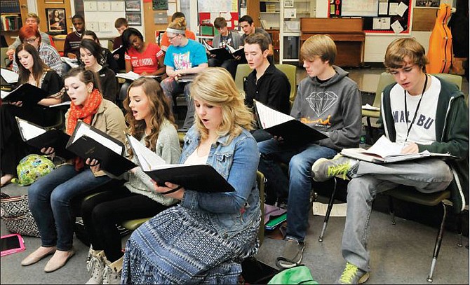 Several students from the Jefferson City High School Choir have been selected to be in the All State Choir. They are, clockwise from foreground middle, Emily Myers, Brittany Kaiser, Katie Ziegler, Cole Lympus, Kael Upschulte and Hampton Waggoner, upper row right. Unavailable for the photograph was Hayden Miller.