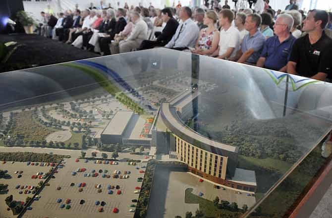 In this file photo, an architect's model is seen in the foreground as a large crowd gathered for the ground-breaking for St. Mary's Health Center's new hospital on Mission Drive, located just east of Missouri 179 between Route C and West Edgewood Drive.