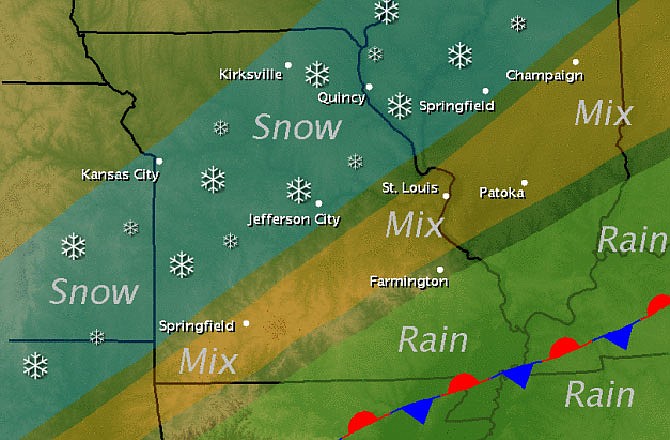 The National Weather Service expects winter weather to returns across the region Saturday night with rain changing to sleet and then to snow. The wintry precipitation may create hazardous driving conditions late Saturday night and early Sunday morning. 