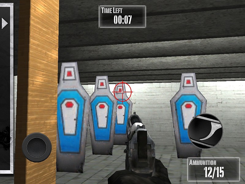 This is a screen grab of a new shooting game for mobile devices tied to the National Rifle Association.  This game is no longer being labeled suitable for preschoolers. "NRA: Practice Range" changed its age recommendation Tuesday from 4 years and up to at least 12 years of age, with an added warning that the game depicts realistic violence.