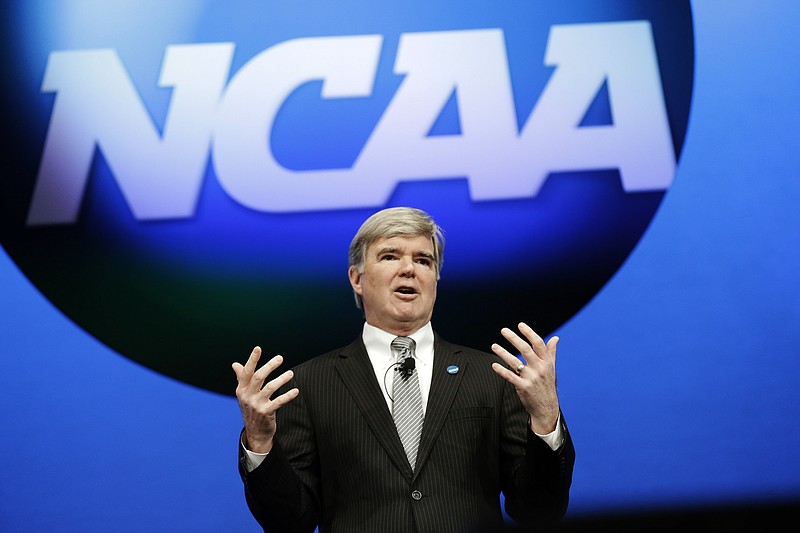 In this Jan. 17, 2013, file photo, NCAA President Mark Emmert speaks at the organization's annual convention in Grapevine, Texas. The NCAA is revealing that it has found "an issue of improper conduct" within its own enforcement program during its investigation into the compliance practices of Miami's athletic department. Emmert has ordered an external review of the enforcement program. Miami will not receive its notice of allegations until that review is complete.