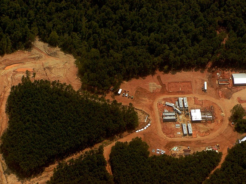 This aerial photo of the 200-acre site in Caddo Parish near Shreveport, La., shows where the first phase of construction on Chimp Haven is underway.