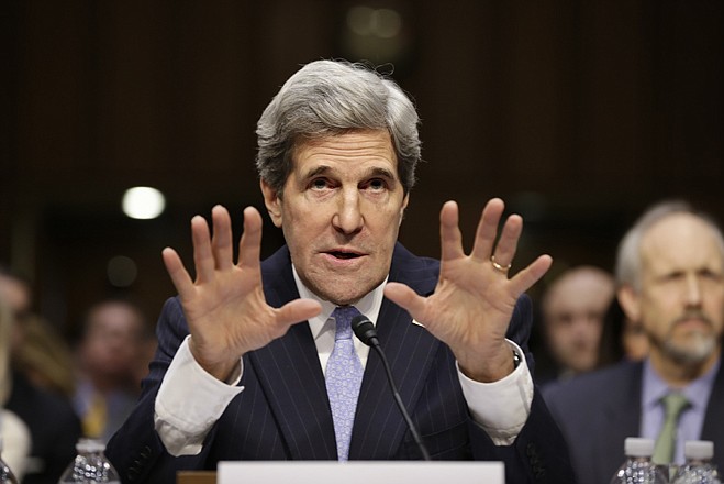 Senate Foreign Relations Chairman John Kerry, D-Mass., sits Thursday before the committee as he seeks confirmation as U.S. secretary of state.