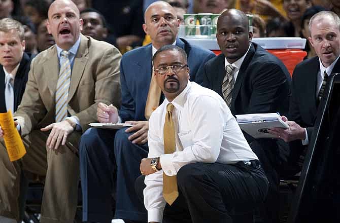 Missouri head coach Frank Haith watches action during the first half of an NCAA college basketball game against Vanderbilt on Saturday, Jan. 26, 2013, in Columbia, Mo. Missouri won the game 81-59. 