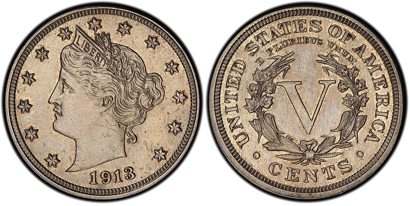 An authentic 1913 Liberty Head nickel, above, was hidden in a Virginia closet for 41 years after its owners were mistakenly told it was a fake. The nickel is one of only five known and expected to sell April 25 for $2.5 million or more in an auction conducted by Heritage Auctions in the Chicago suburb of Schaumburg, Ill.