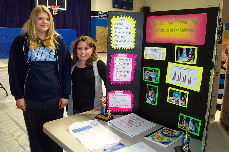 Brittany Whittington and Amber Monteer were excited to find their science fair project placed third at the Cole County R-1 Middle School science fair. 
