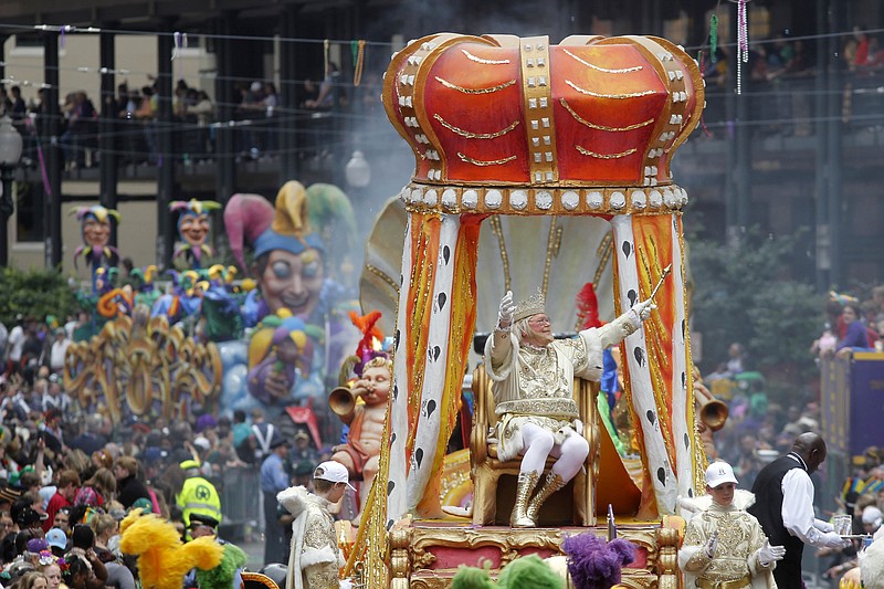Rex, the King of Carnival rides in the Krewe of Rex, arrives at Canal St. during last year's Mardi Gras day in New Orleans. The Carnival season culminates on Tuesday, with street revelry and the pageantry of the Rex and Zulu parades.