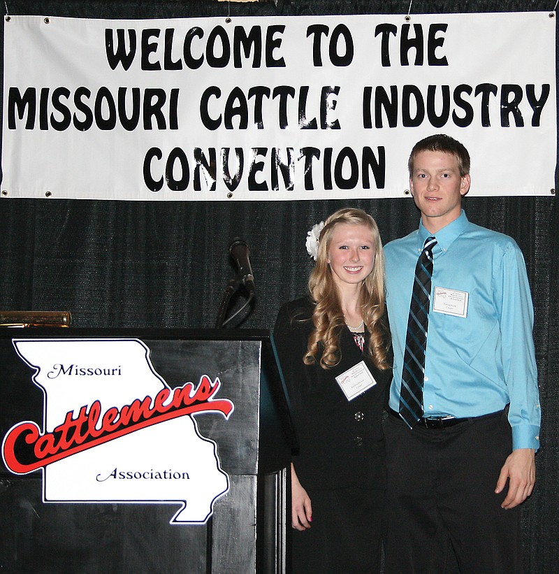 Kendra Stinson and Trever Huth were both awarded the Missouri Cattleman's Scholarship in December.