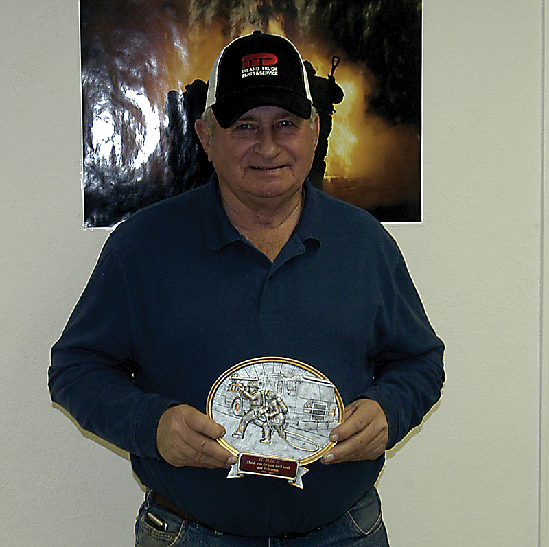 Ed Bleich was awarded a plaque for his service to the California Rural Fire Protection District on the board and as a firefighter. 