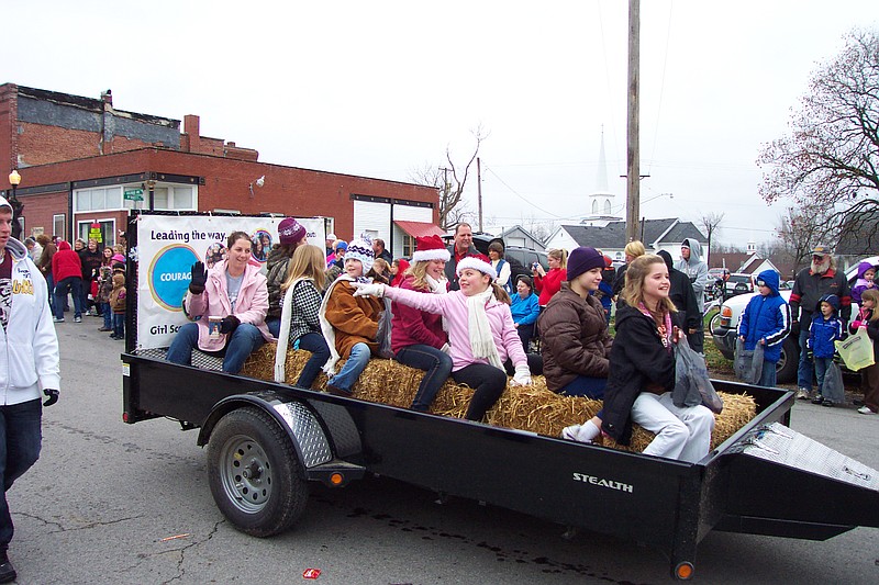 One of the many positive and fun activities of the Russellville Girl Scout Troop 70222 is their annual participation in the Russellville Christmas Parade. Democrat photo/Michelle Brooks