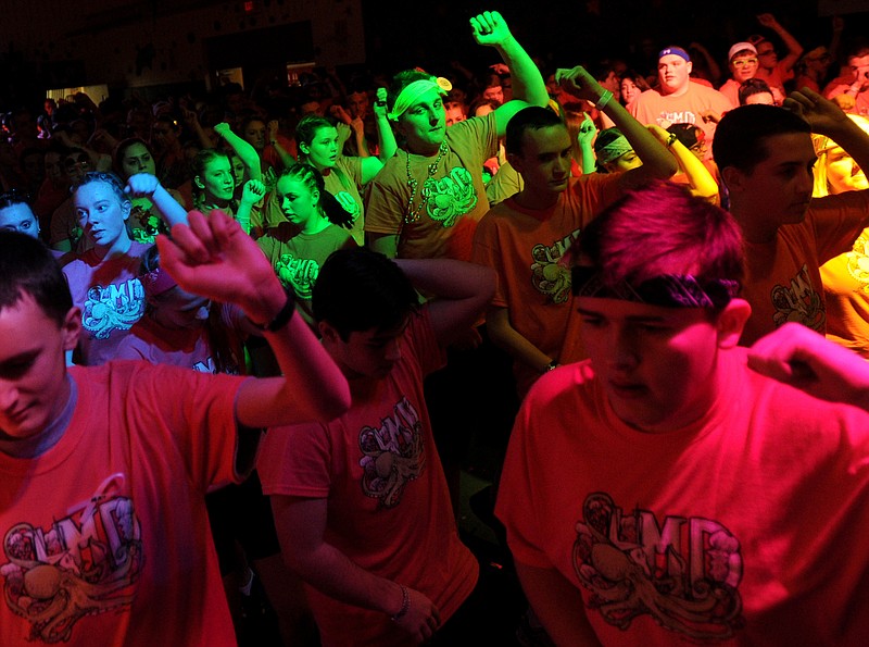 South Glens Falls, N.Y. students participate in the 36th annual South High Marathon Dance. The 710 South Glens Falls High School students danced for more than a day raising nearly $500,000. 