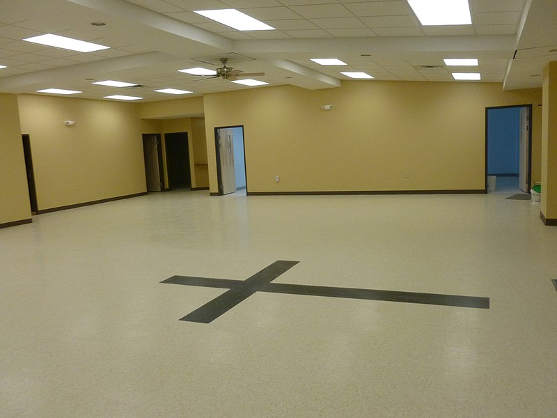 The main room of the new annex to Grace Lutheran Church in Holts Summit sits completed. The building, deemed the "Mission Hall," will be used for preschool and church events, and will be dedicated after service Sunday.