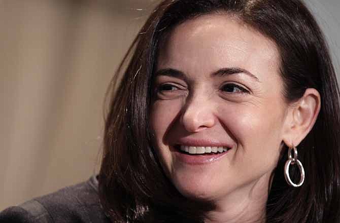 In this Thursday, April 7, 2011, file photo, Sheryl Sandberg, Facebook's chief operating officer, speaks at a luncheon for the American Society of News Editors in San Diego.