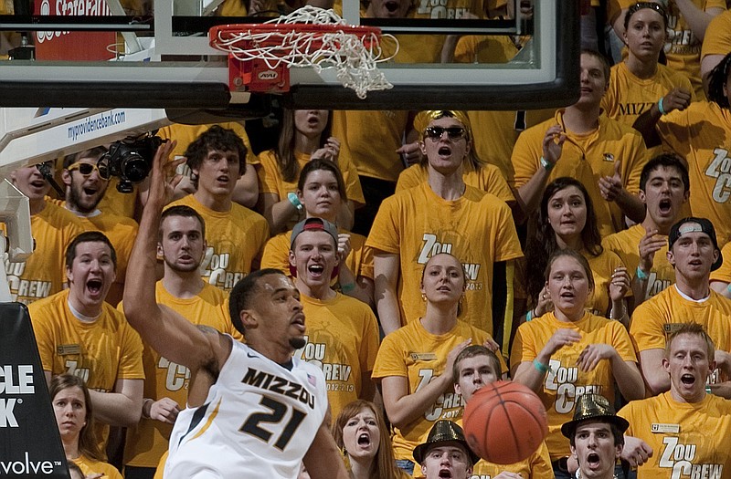 Laurence Bowers throws down a dunk for two of his team-high 24 points during the second half of Tuesday's game against Arkansas at Mizzou Arena.