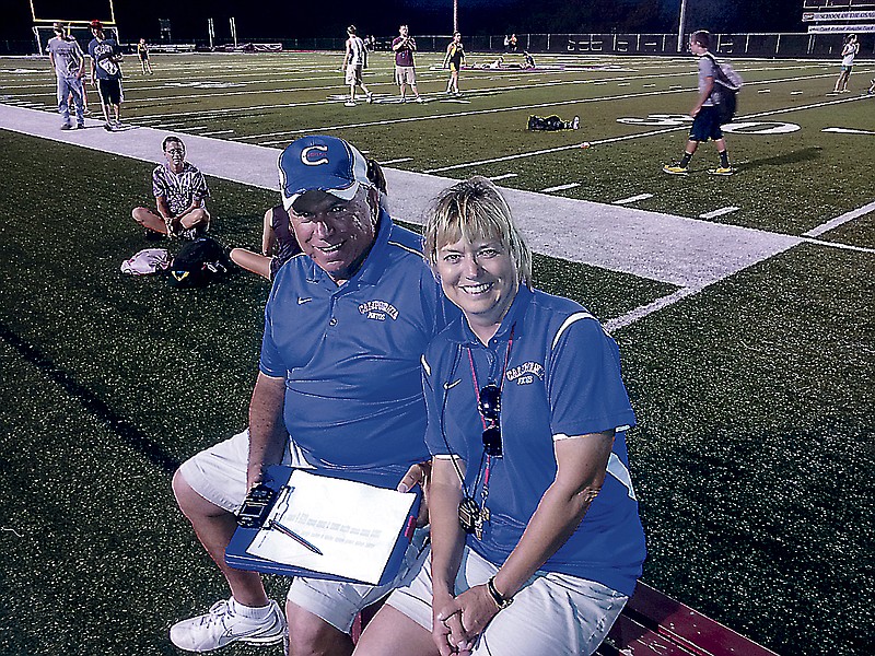 Photo submitted
California R-1 Activities Director Bob Staton, with wife Debbie at a school sporting event, takes great pride in his job, California R-1 Schools, and the community.