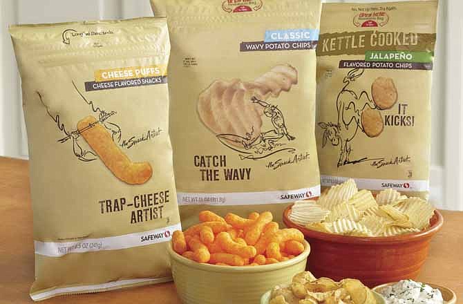 This product image provided by Safeway shows its "Snack Artist" brand of snacks. Supermarkets including Kroger, Safeway and Whole Foods are improving the image of their store brands with better packaging and more distinctive offerings. 