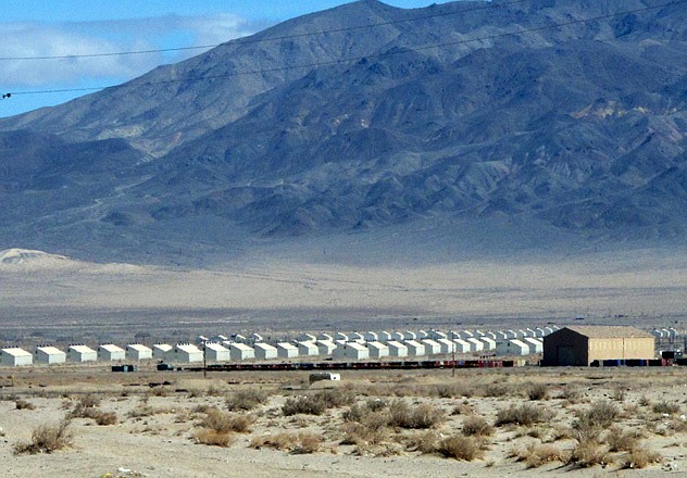 Bunkers are seen Tuesday at the Hawthorne Army Depot, where seven Marines were killed and several others seriously injured in a training accident Monday night.