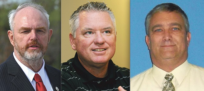 Three candidates are vying on April 2 for two positions on the Jefferson City Board of Education. From left, they are: Dennis Nickelson, Doug Whitehead and Harold Coots.