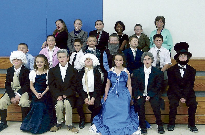 Galen O'Donnell's third and fourth grade students at High Point R-III school portrayed Presidents and First Ladies Wednesday, March 27.  Each student did research to take on the role of a President or First Lady look-a-like.  The students were able to give 2-3 minute speeches about there person for other students and guests at the school.