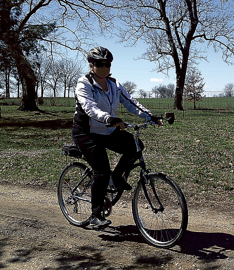 Peggy Borgmeyer, who recently had a hip replacement, does bicycle riding for enjoyment and exercise. 