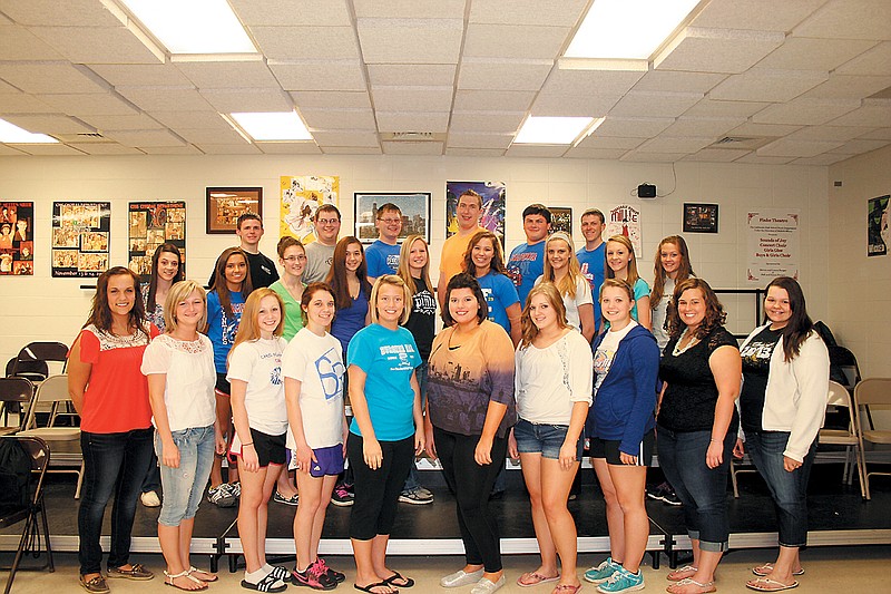  Ana Strickfaden, Audrey Imhoff, Alysha Mettle, Madison Henry, Erin VanDieren, Miranda Matthews, Paige Cox, Savannah Jungmeyer, Taylor Bleich and Alex Pace; middle row, Lindsey Morris, Abby Lueckenotte, Abbie Bilyeu, Courtney Kilmer, Ashtyn Goans, Caitlin Meyer, Adrienne Strickfaden, Katie Imhoff and Rozalyn Martensen; back row, Jordan Brizendine, Brandon Embry, John Wolken, Tyler Small, Tristan Opperman and Tyler Silvey. Libby Martin and Kamryn Koetting were not present.