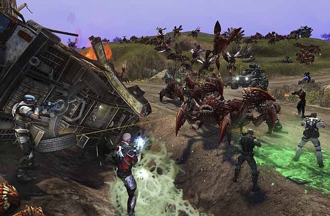 This video game image released by Trion Worlds shows a scene from "Defiance." 