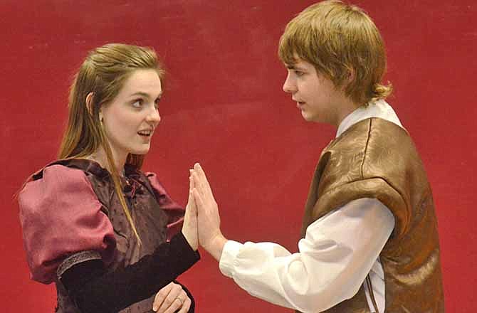 Dorea Slagle, left, and Joe Schneider are Juliet & Romeo in the Little Theater's production of Romeo & Juliet.