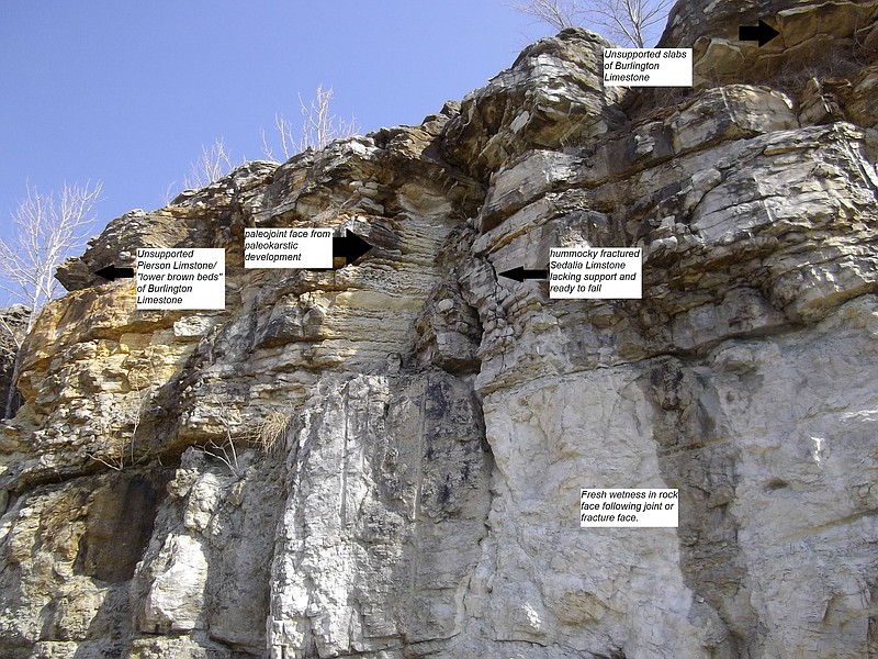 The tallest rock cut along U.S. 63 between the Capital City and Columbia is being blasted by heavy equipment this month.