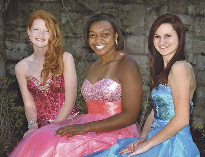 Members of the Helias High School 2013 prom court are, from right, Samantha Ruether, Breyannah Zanders and Suzanne Ahlvers. 