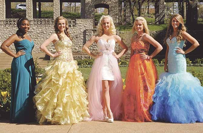 Members of the Jefferson City High School prom court are, from left, Amani Hill, Brittany Kaiser, Taylor Stevens, Madison Painter and Hannah Martin.