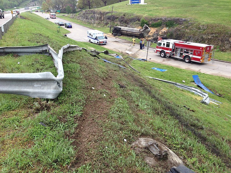 A tractor trailer and a smaller diesel truck were involved in a crash on U.S. 50/63 East, Thursday afternoon. Traffic was taken down to one lane as emergency personnel responded to the accident. 