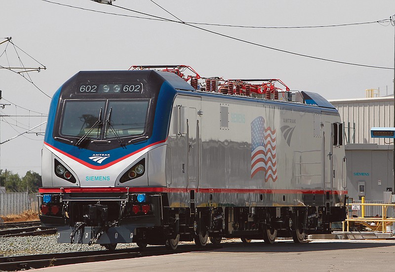 In this photo shows one of the new Amtrak Cities Sprinter Locomotives built by Siemens Rails Systems in Sacramento, Calif.  The new electric locomotive will run on the Northeast intercity rail lines and replace Amtrak locomotives that have been in service for 20-30 years.