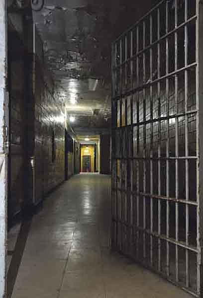 View of a hallway near the entryway at the Missouri State Penitentiary. 