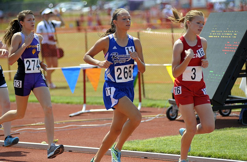 Russellville's Miranda Hill, shown at last year's state meet, will compete in the 1,600- and 3,200-meter runs at the MSHSAA Class 2 Track and Field Championships this weekend at Dwight T. Reed Stadium.